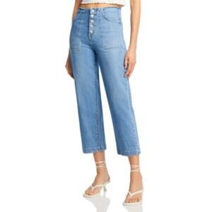 Veronica Beard Crosbie Crop High-Rise Wide Leg Jeans Zephyr Wash 28 Sailor Boho